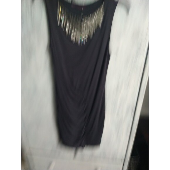 Velvet Embellish Rhinestone Ruch Sleeveless Mini Dress City Sexy Classic size p - Picture 2 of 10